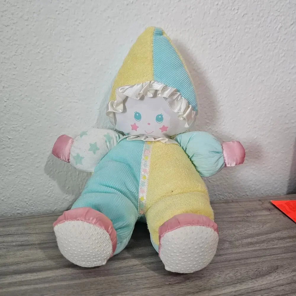 Vintage 1991 Playskool Clown Terry Cloth Plush Doll Baby Stuffed Toy Pastel